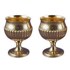Sterling Silver Gilt Pair of Goblets