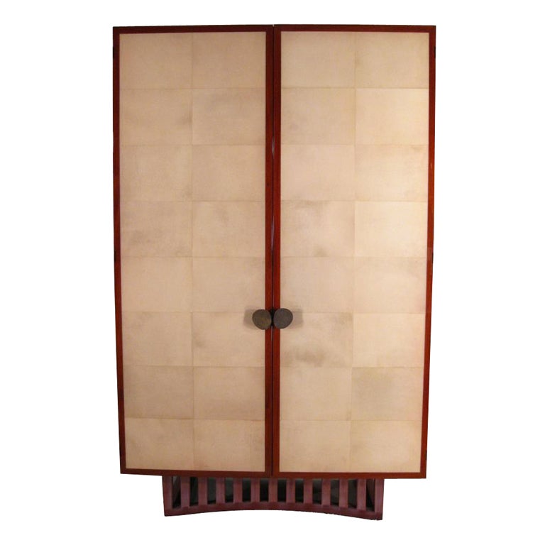 Dakota Jackson Art Deco Style Mahogany & Parchment Armoire For Sale