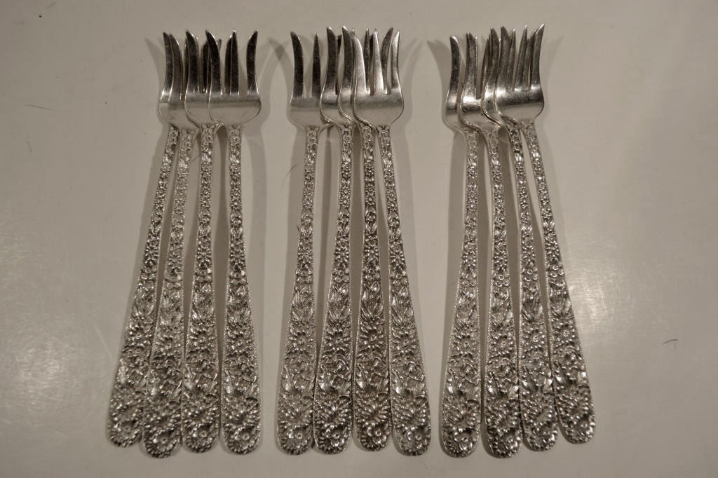 Sterling Silver Kirk Repousse Sterling Flatware For Sale