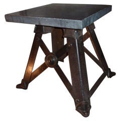 Antique Stone Top Industrial Table