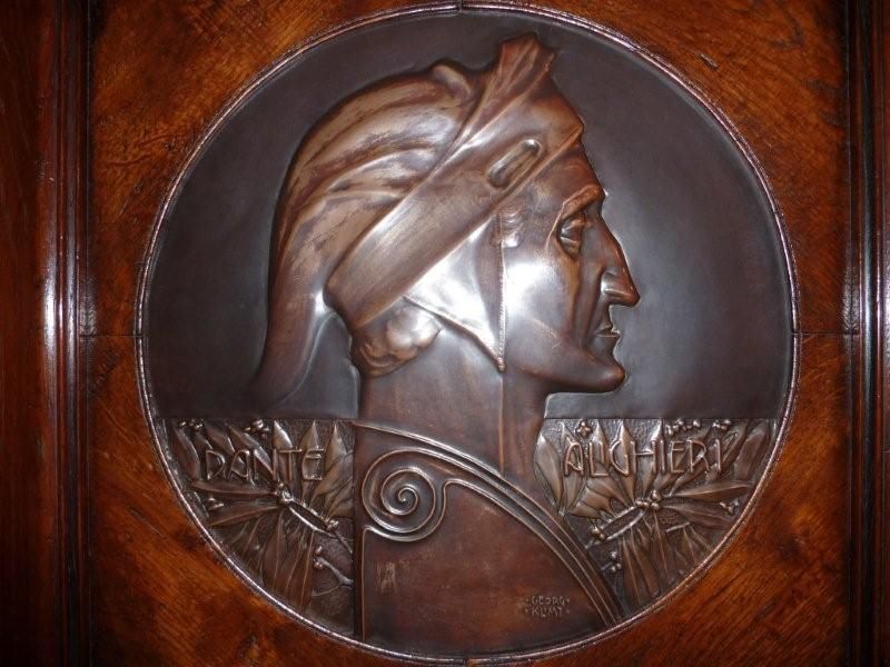 Framed Copper Plaque depicting Dante Alighieri by Georg Klimt