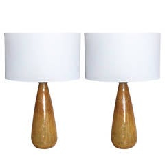 Pair of Coffee-Colored, Murano Glass Table Lamps