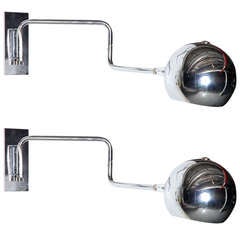 Pair of Adjustable Chrome Wall Lamps