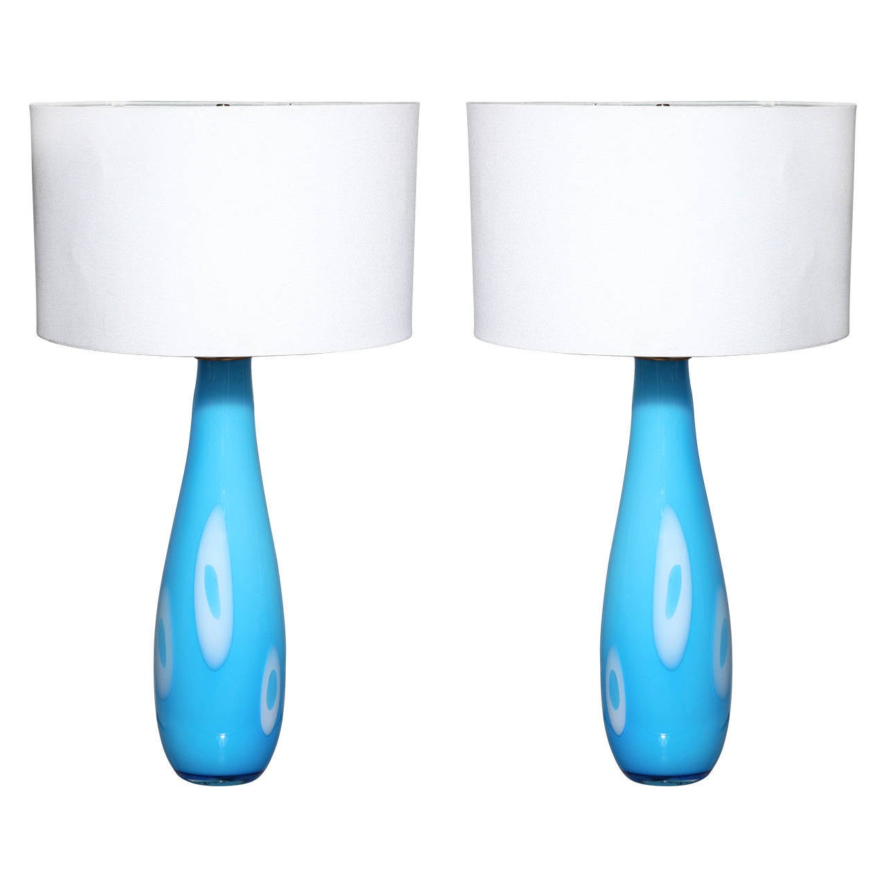 Pair of Turquoise Murano Table Lamps