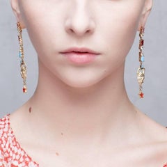 Dangling Earrings with Satyr face colorful stones from IOSSELLIANI