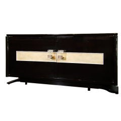 A black lacquer chest of drawers
