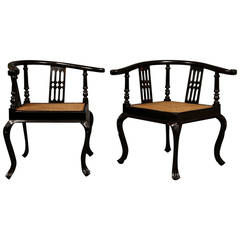 Pair of Ebony Corner Chairs
