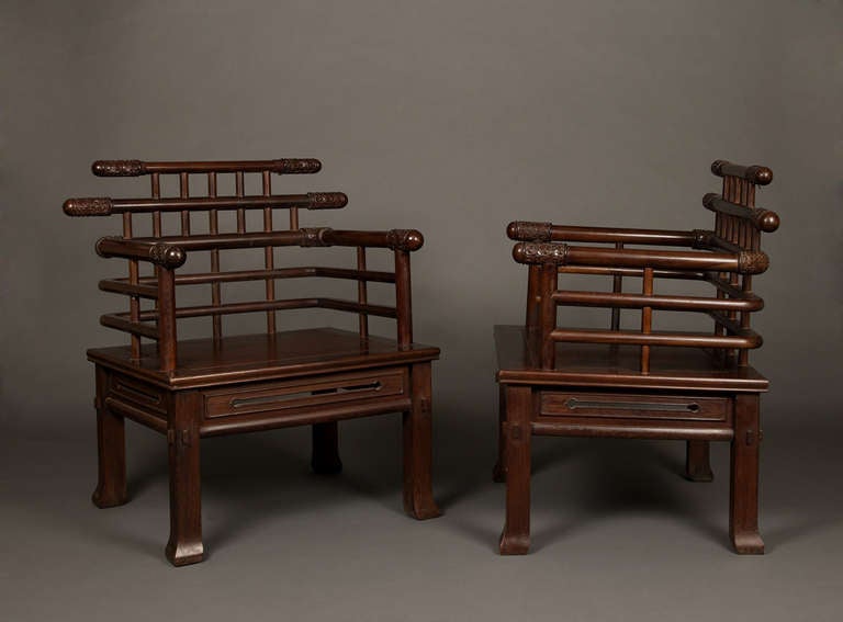A set of six art deco chairs from the Shanghai period,1930' s Chinese.