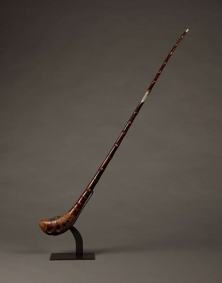 An opium pipe from the root of a bamboo, 19th century from north Thailand.