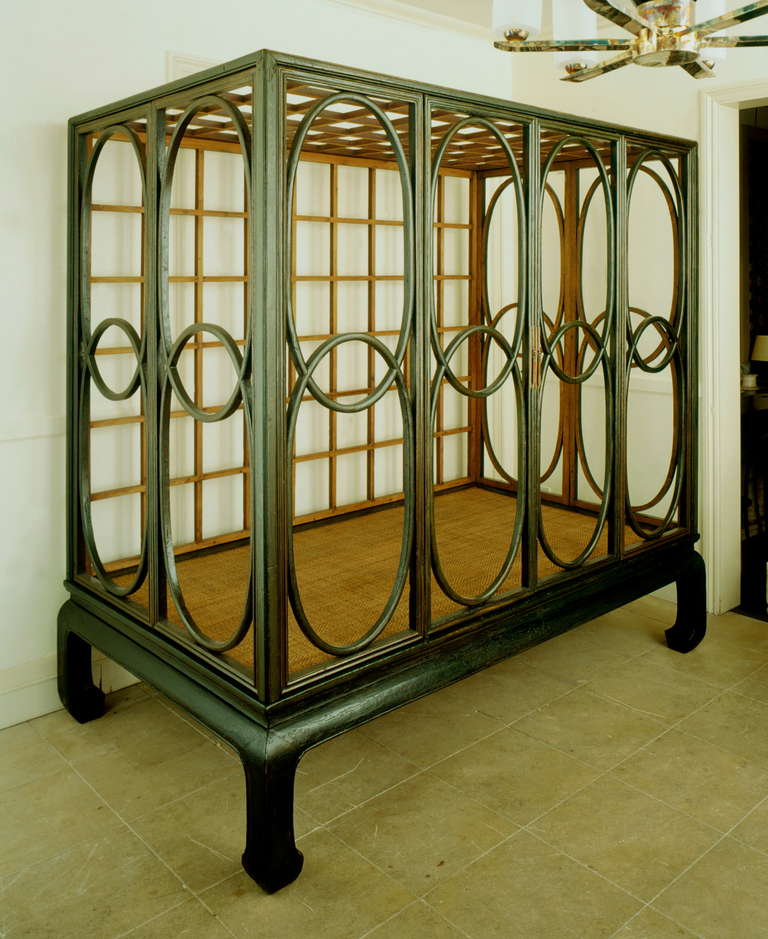 An Extremely Important Chinese Bed With Traces Of Green Lacquerer.  Mid To Late 17th Century.