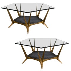 A Pair of Gilt Bronze Coffee Tables by Felix Agostini