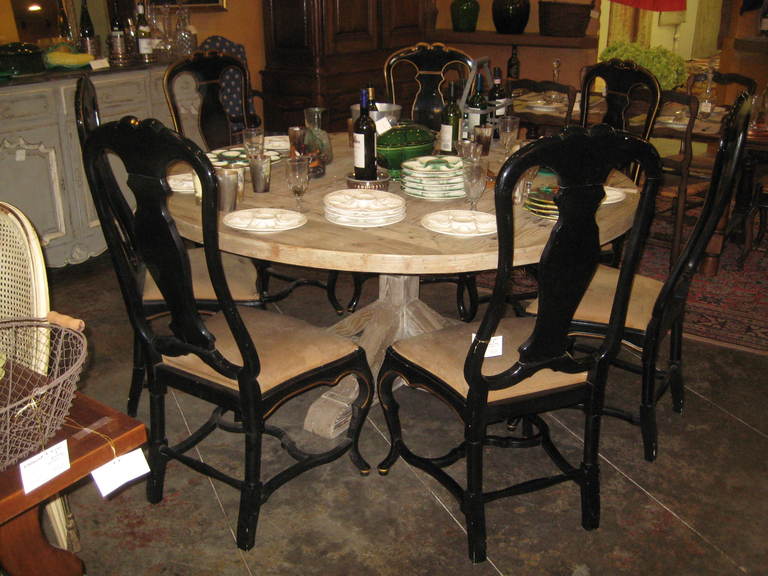 Set of Eight Italian Ebonized Dinning Room Chairs 4