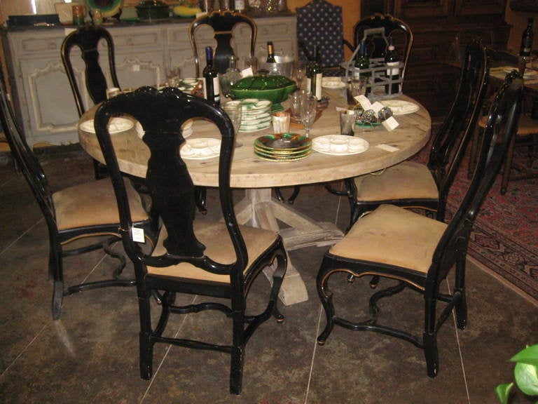 Set of Eight Italian Ebonized Dinning Room Chairs 5
