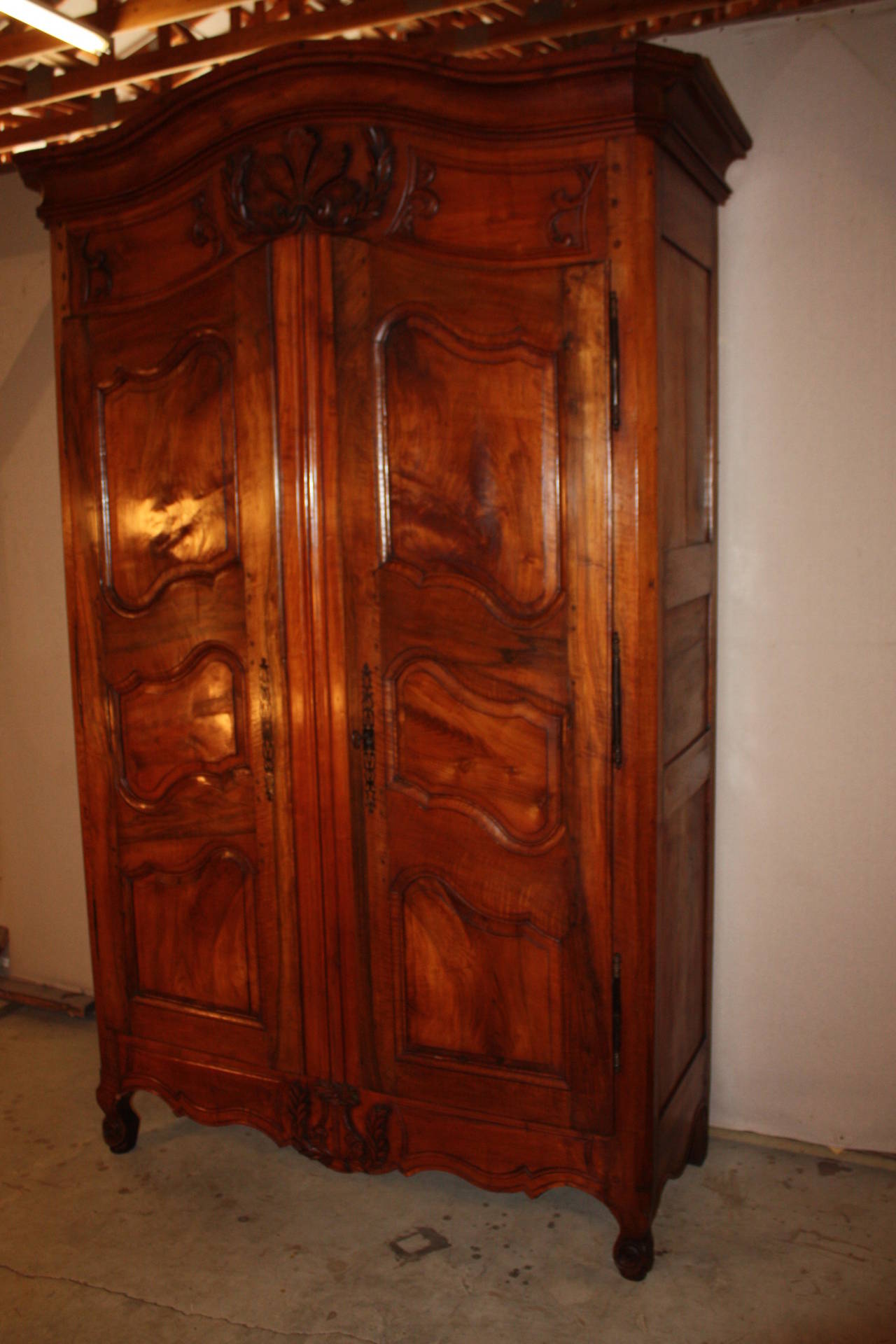 French Provincial Walnut Armoire In Excellent Condition In Fairhope, AL