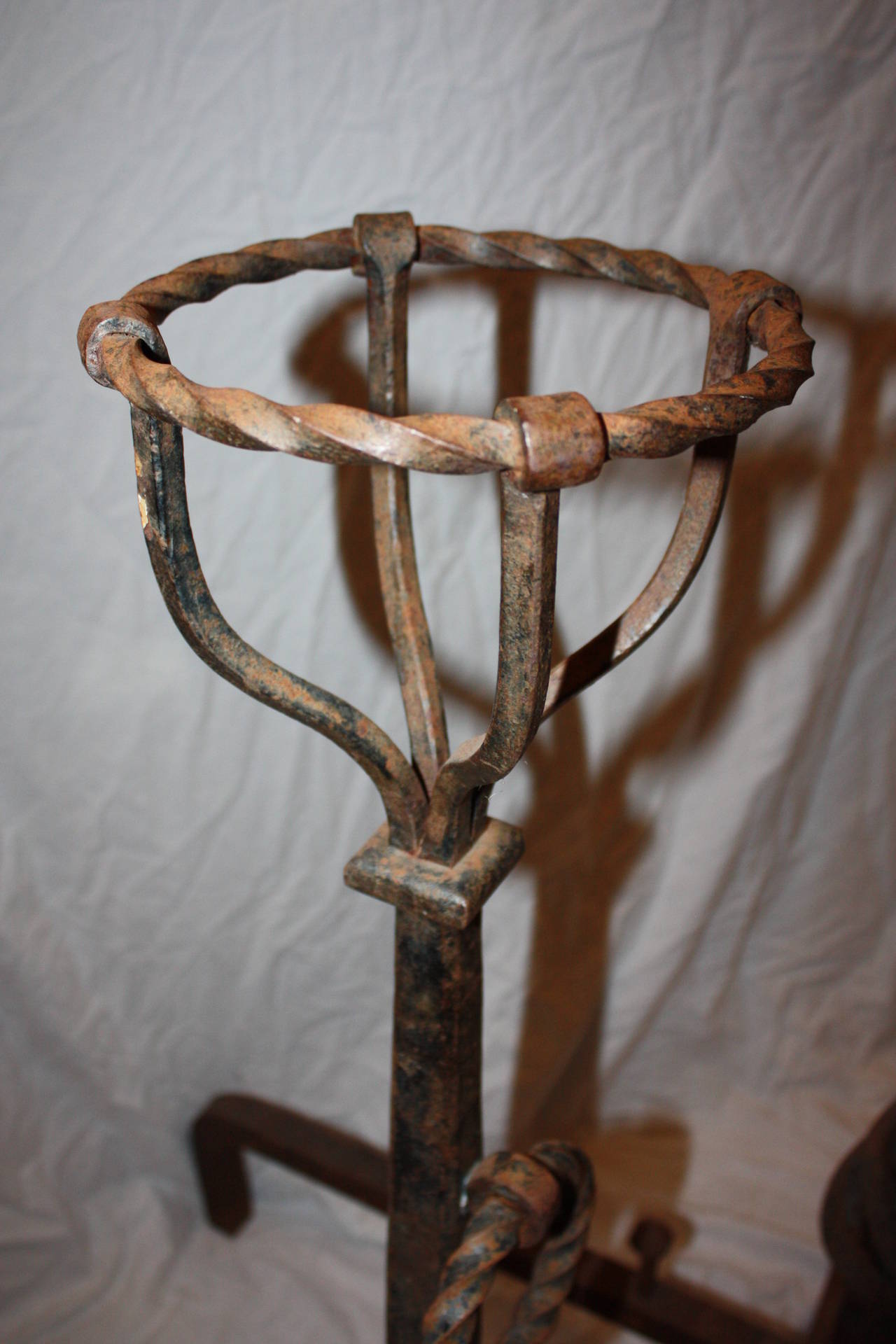 Pair French Wrought Iron Andirons 2