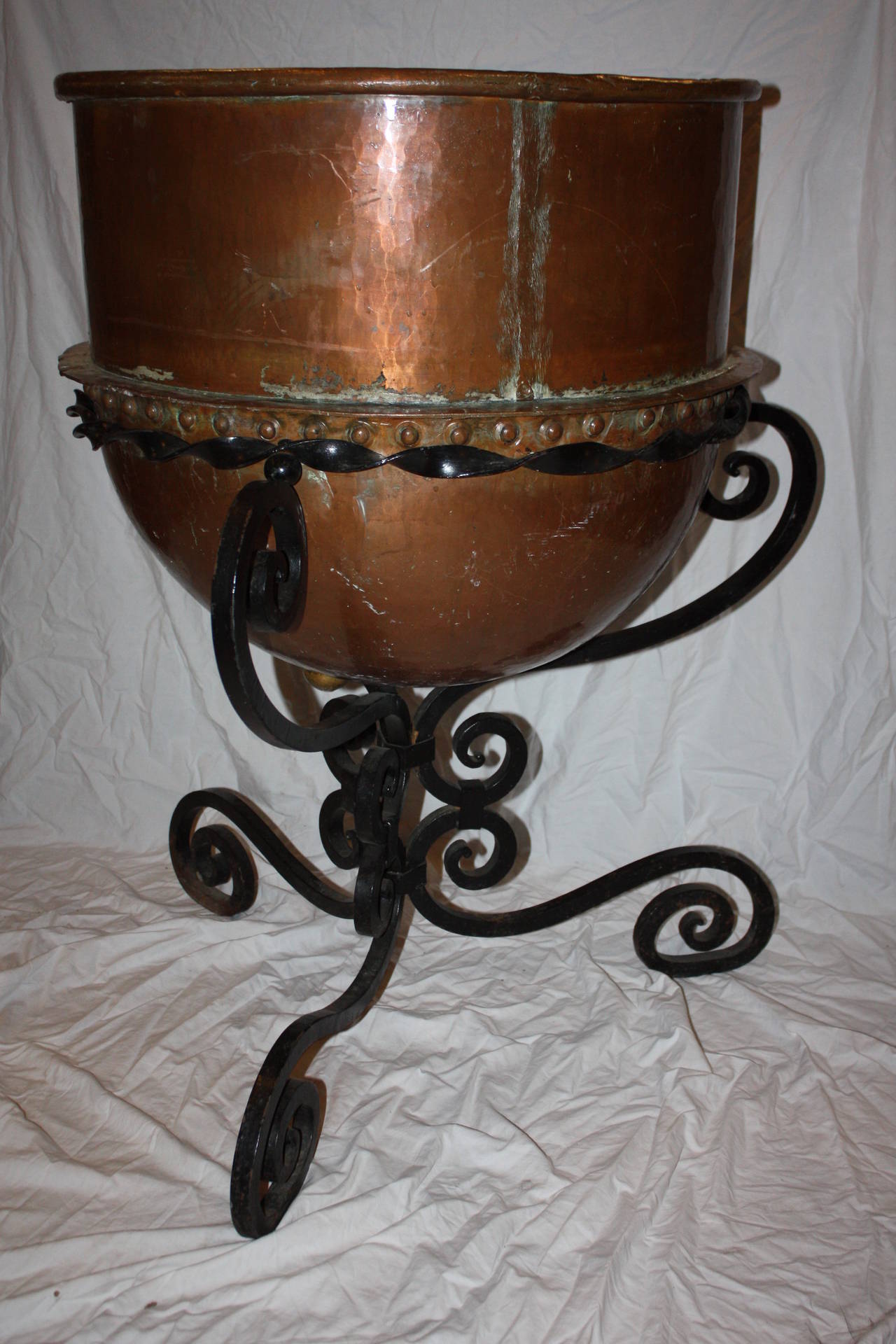 French Copper Pot on Stand