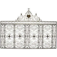 French 19th Century Four Panel Iron Gate with Central Door