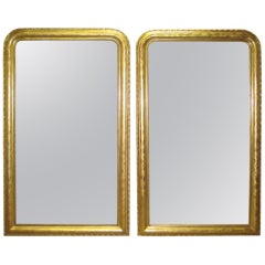 Pair Large Gold Gilded Louis Philippe Mirrors