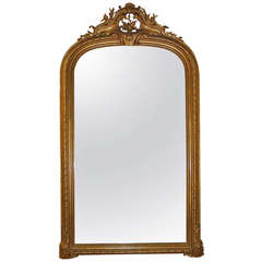 French Gold Gilded Louis Philippe Mirror with Cartouche from Mid 1800
s