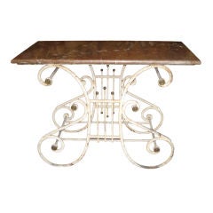 Antique French Marble Top Butcher Table