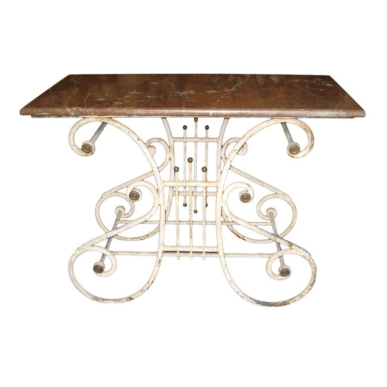 French Marble Top Butcher Table