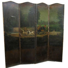 Antique Four Panel Screen