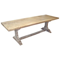 Antique French Washed Trestle Table