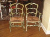 Antique Pair of Painted Provincial Arm Chairs