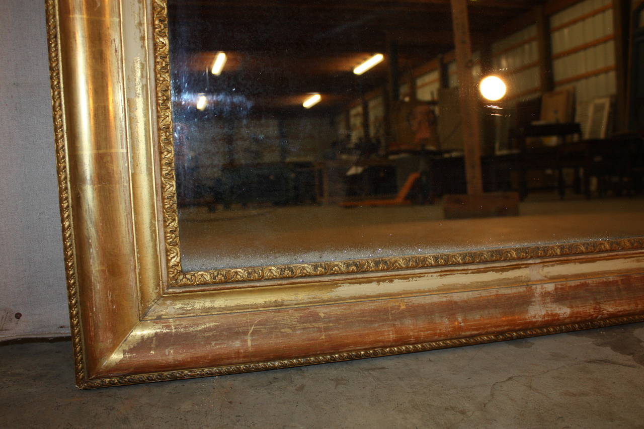 19th Century Gilded French Mirror with Cartouche