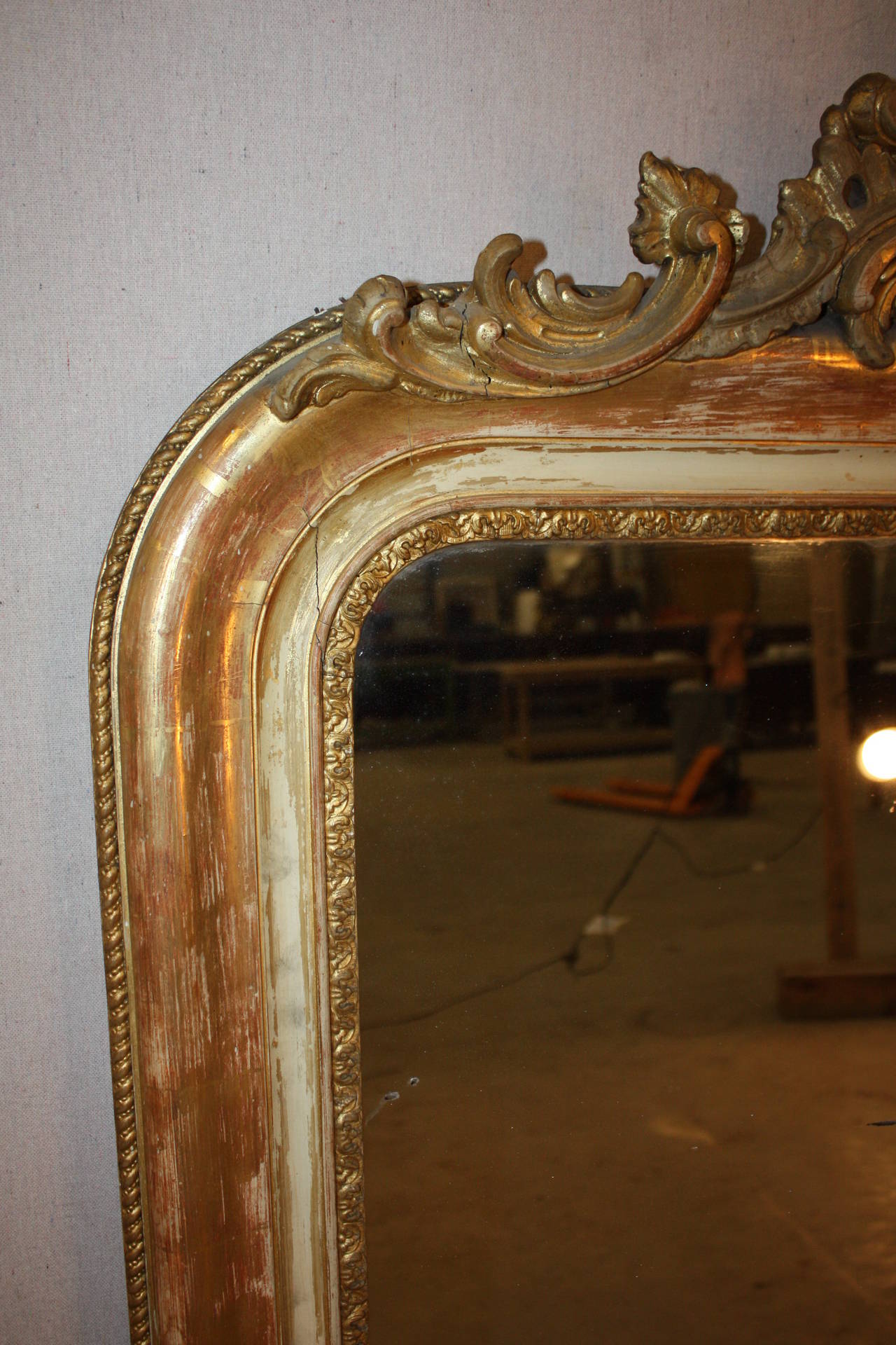 Gilded French Mirror with Cartouche 1