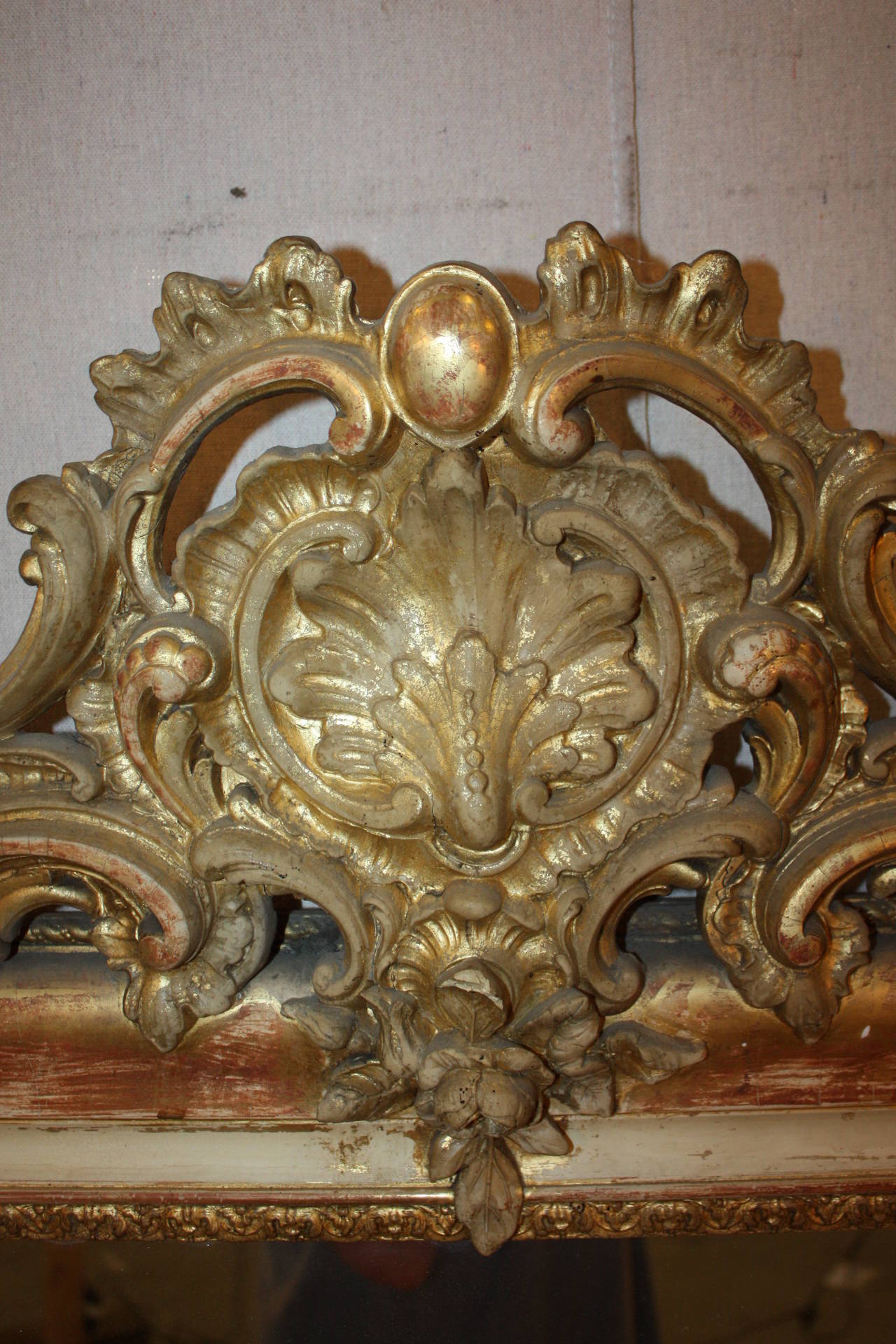 Gilded French Mirror with Cartouche 2