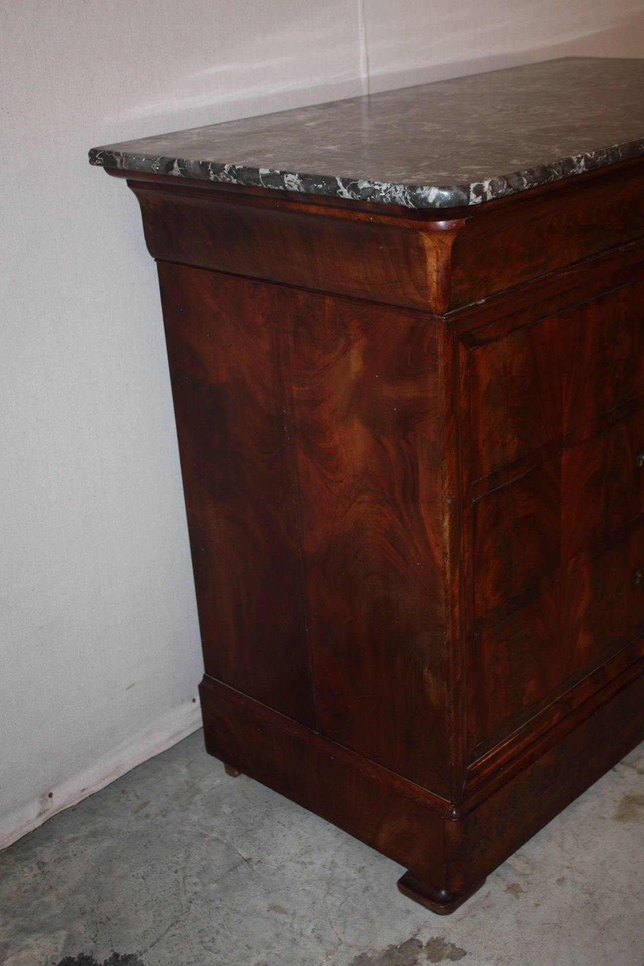 Mahogany French Louis Philippe Commode with Marble Top
