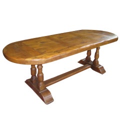Late 19th Century French Oak Trestle Table with Rounded Ends