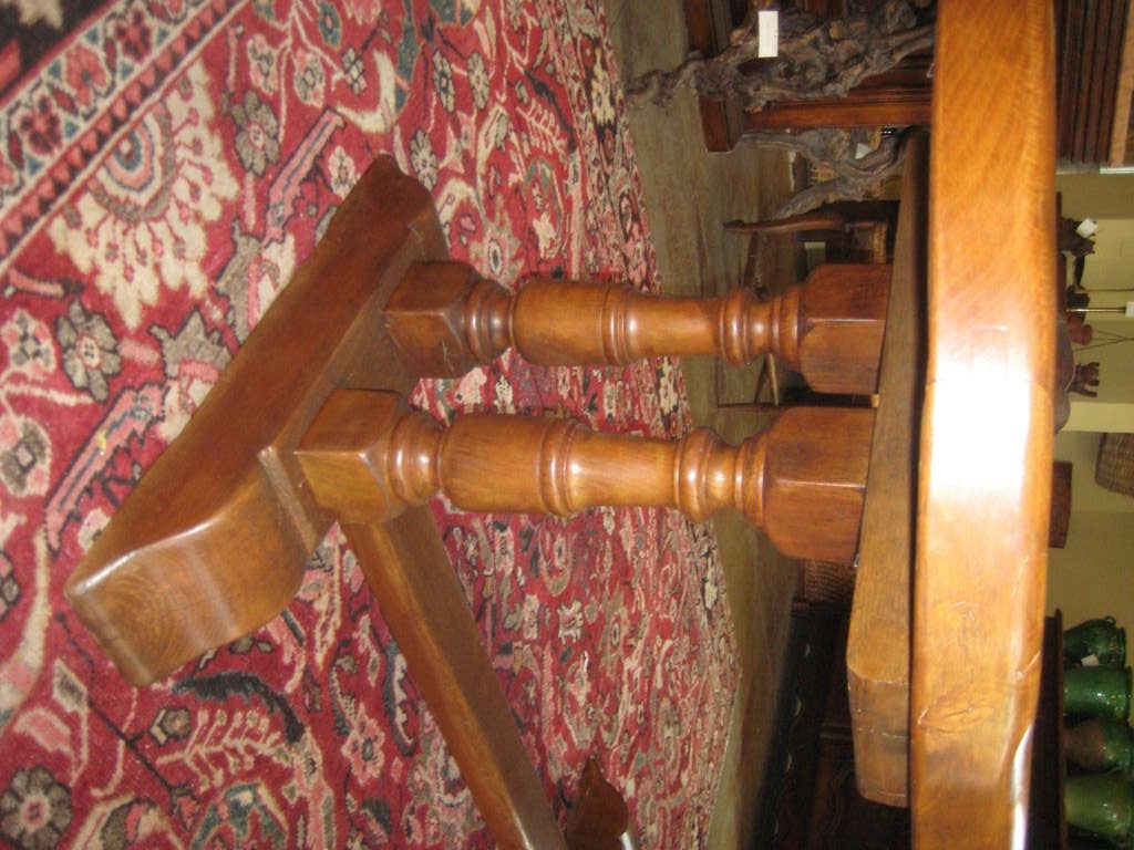 Late 19th Century French Oak Trestle Table with Rounded Ends
