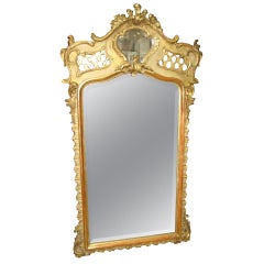 Late 19th Century French Gold Gilded Mirror with Beveled Glass