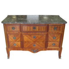 Late 19th Century French Marquetry Commode with Marble Top