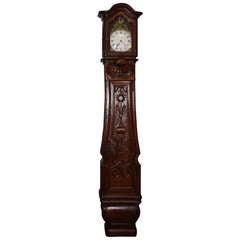 Antique French Walnut 19th Century Tall Case Clock