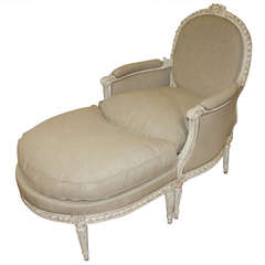 Painted 19th Century French Bergere and Ottoman