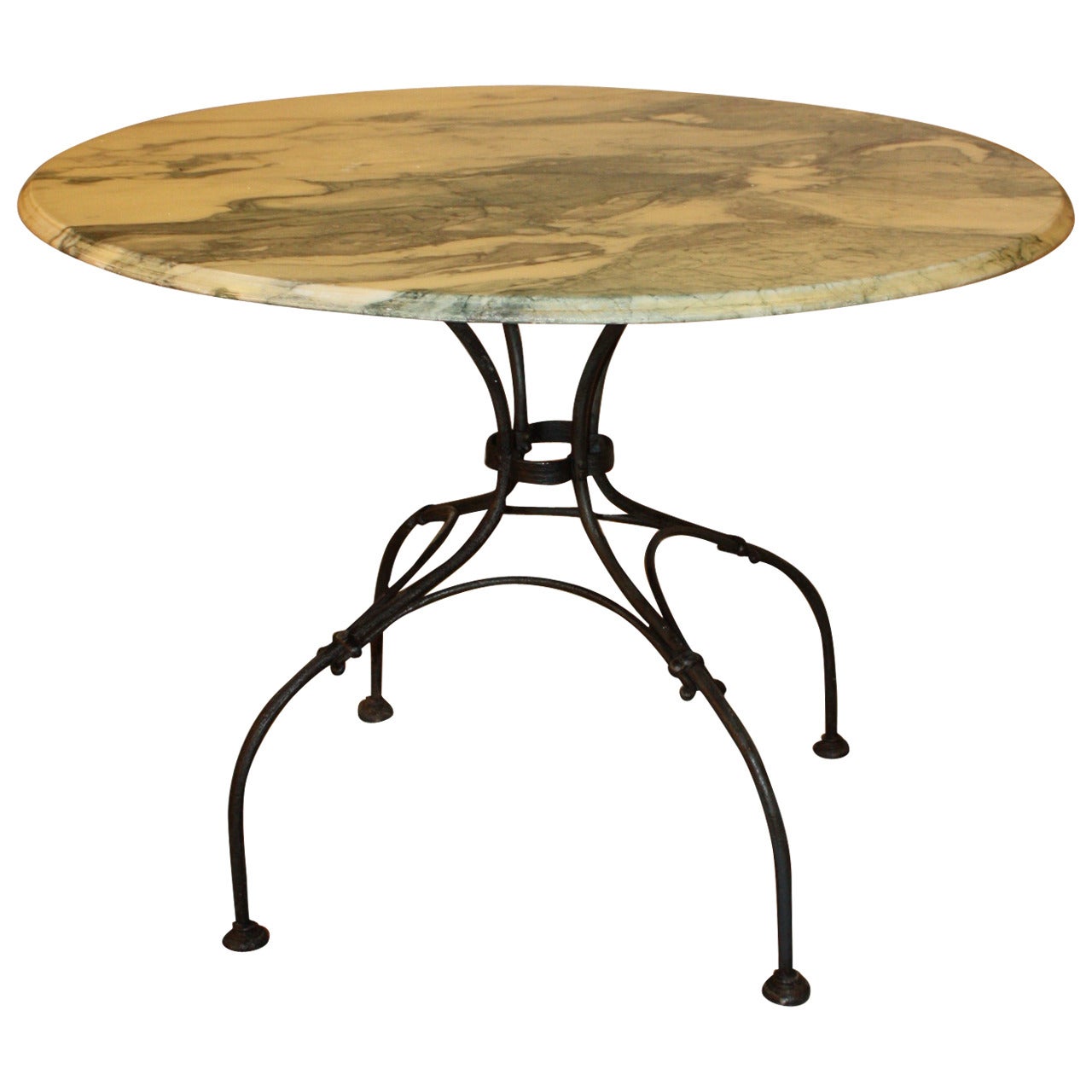 Round French Marble-Top Bistro Table