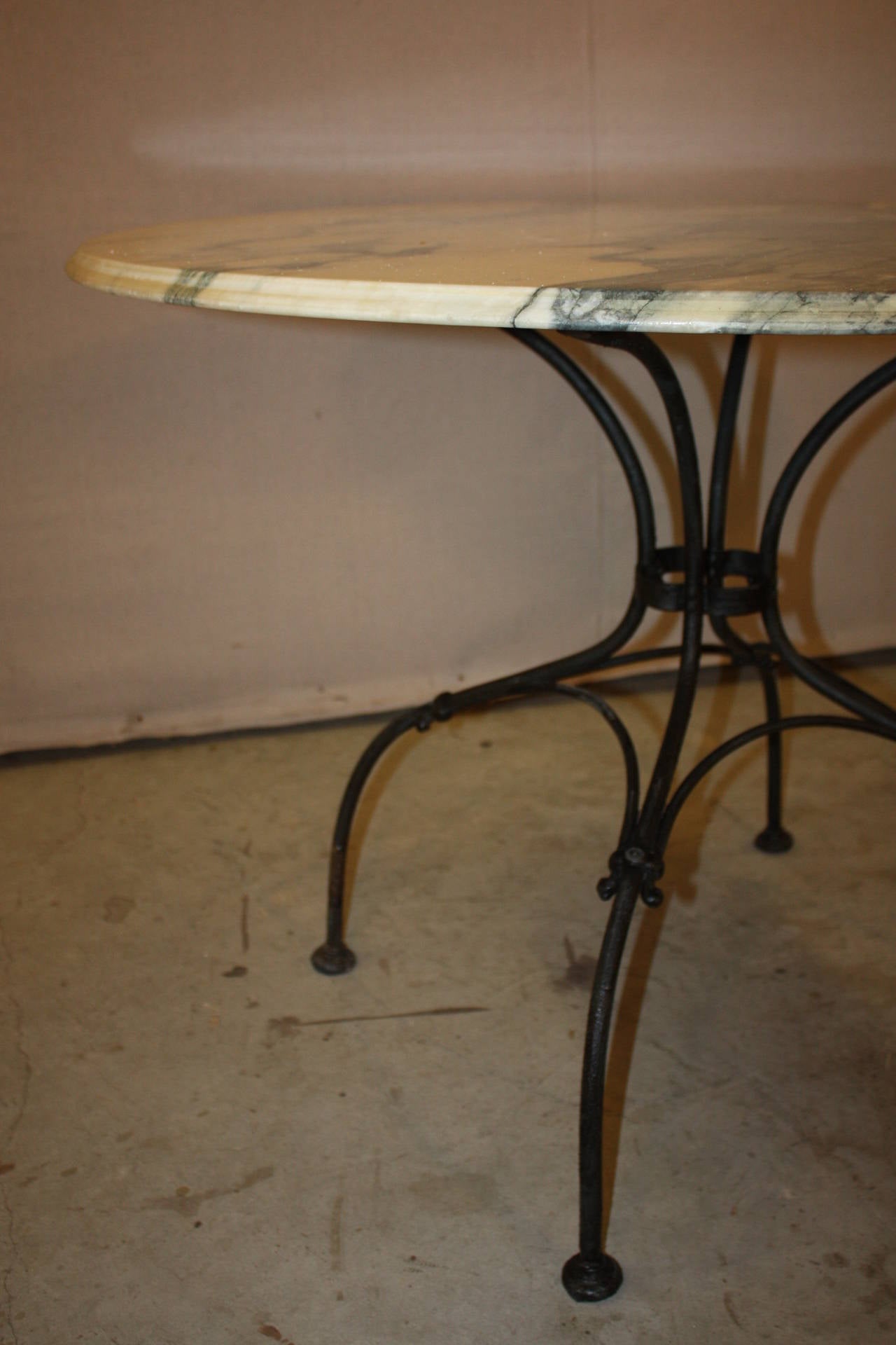 19th Century Round French Marble-Top Bistro Table