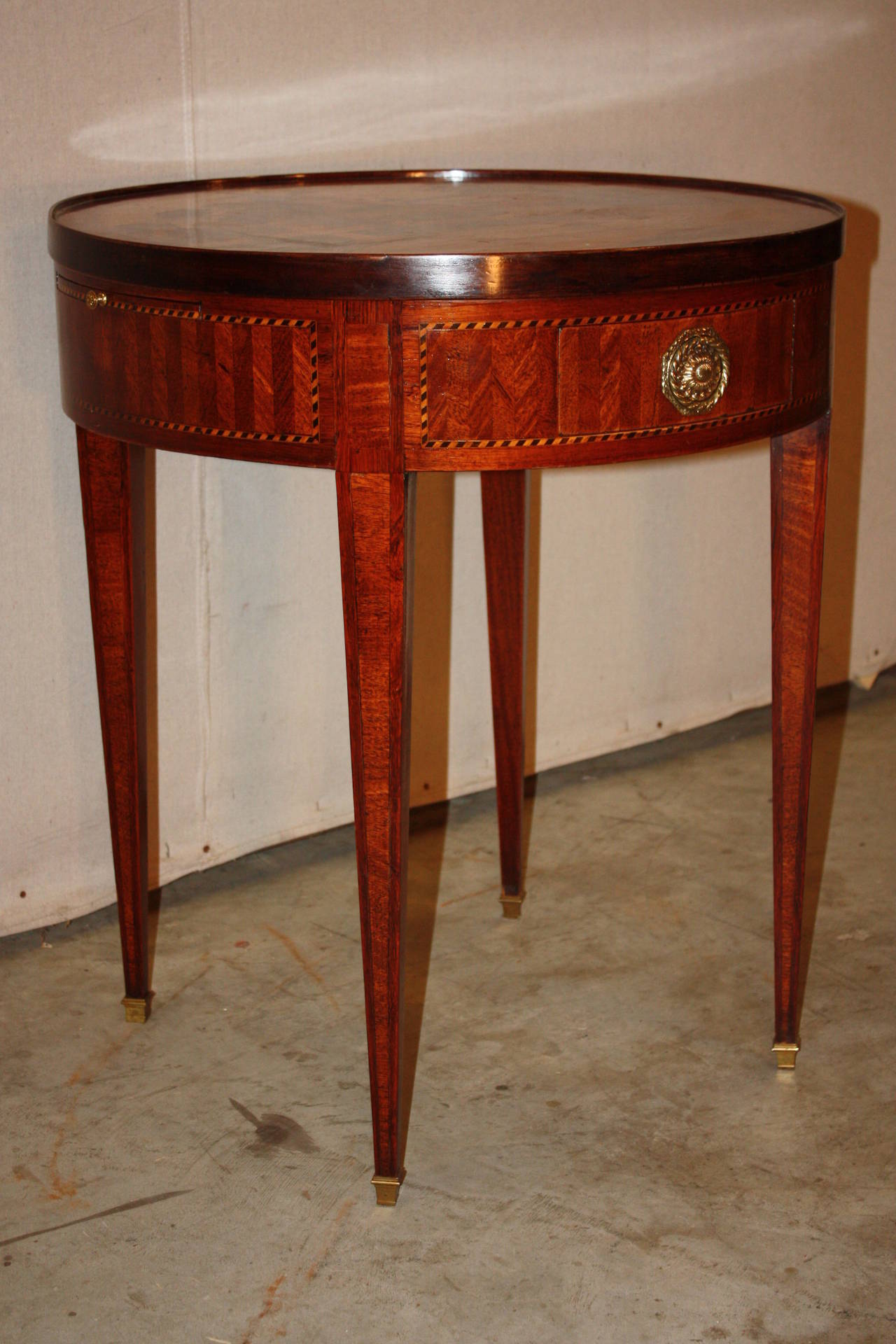19th Century French Marquetry Top Bouillotte Table