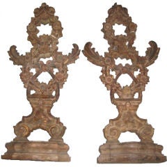 Pair Italian Candlesticks/ Pediments Antique Pair Italian Candlesticks/ Pediments