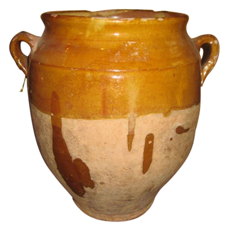 I carry a large selection of 19th century French confit pots.  They vary in size and price.  The pictures posted are of examples.  Traditionally, confit pots were buried in sand in the cellar up to the glaze.  After harvesting duck in the winter the