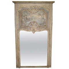 Large French Trumeau Mirror From Late 1800's