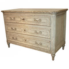 19th Century Painted French Commode with Faux Marble Top