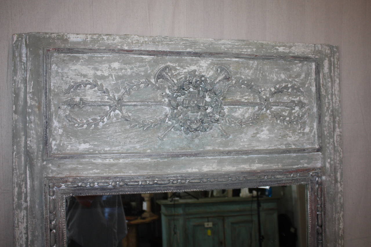 19th Century Painted French Trumeau Mirror