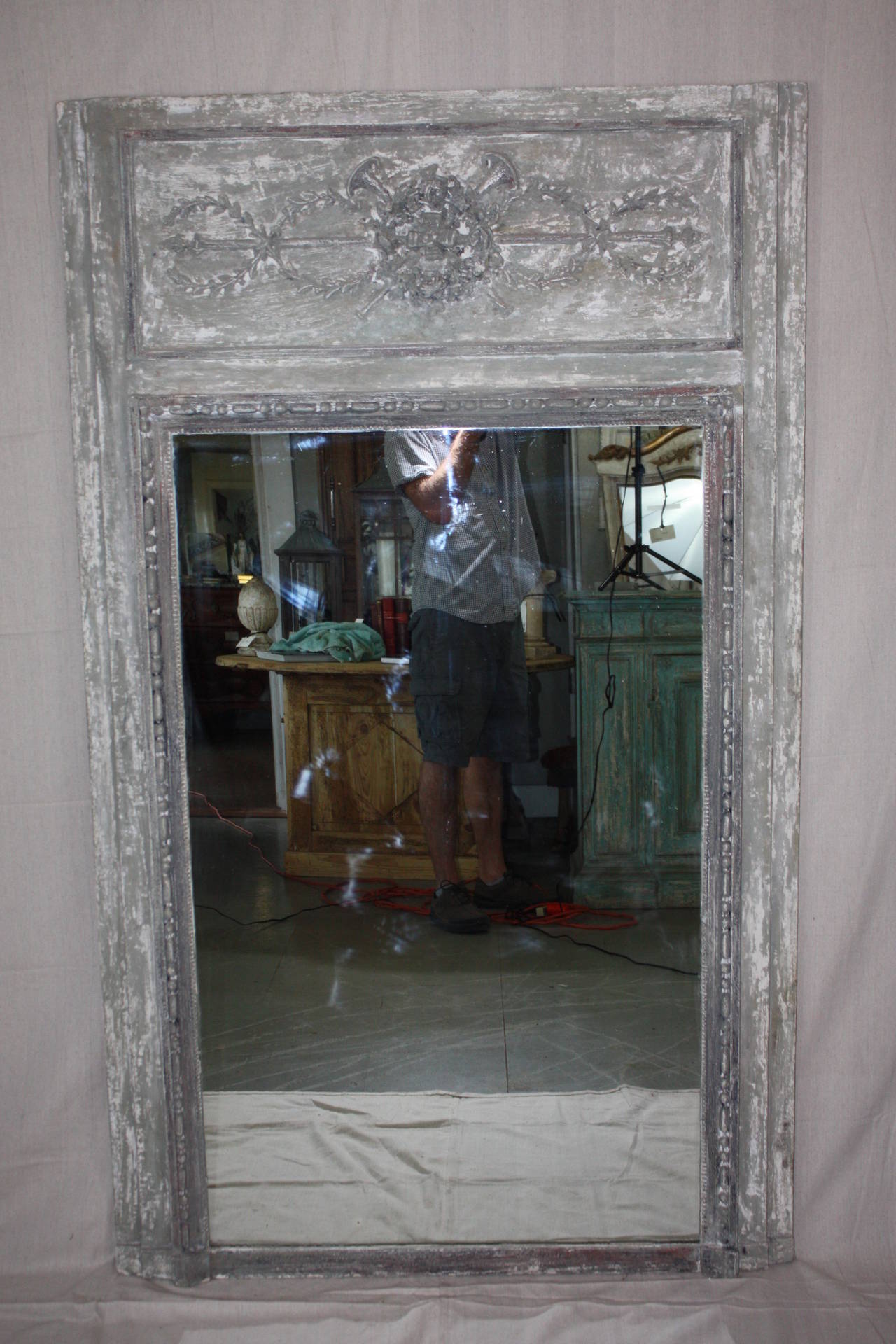 Painted French Trumeau Mirror 3