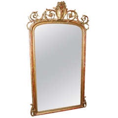 19th Century French Louise Philippe Mirror with Cartouche