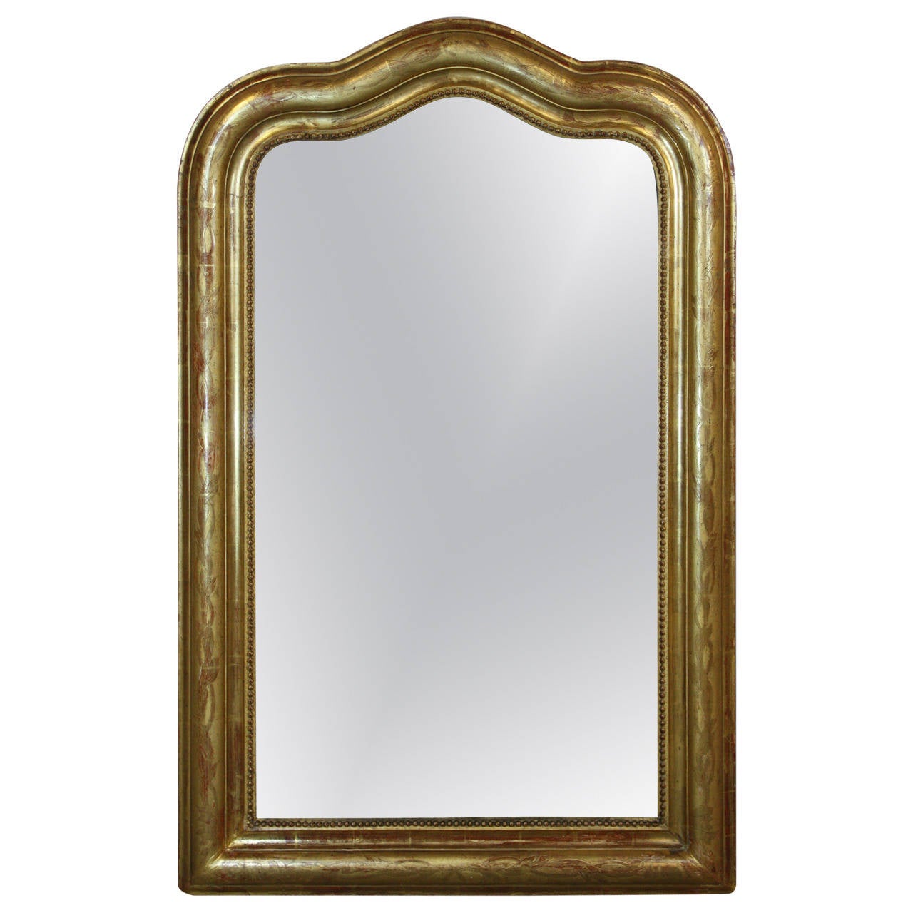 19th Century Gold Gilded Louis Philippe Mirror with Serpentine Top