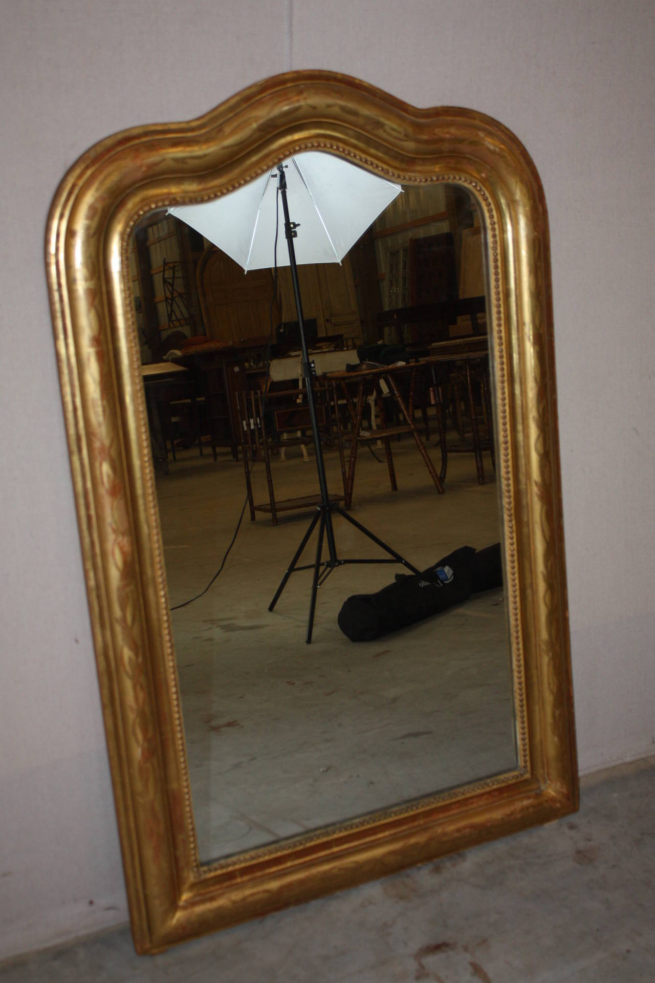 19th Century Gold Gilded Louis Philippe Mirror with Serpentine Top 3